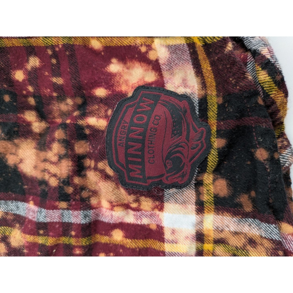 Angry Minnow Flannel Mens XL Plaid Brushed Button Up Long Sleeve Tattoos - Picture 7 of 9